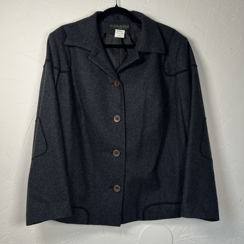 Vintage Harve Benard Wool Blend Womens Coat Size 20W Chic Minimalist Line Detail